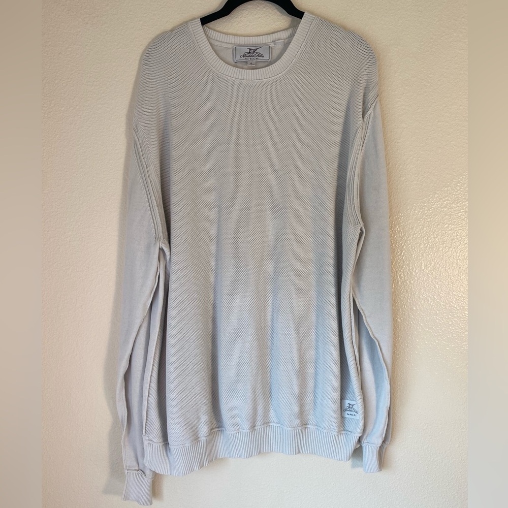 Madda Fella Waffle Knit Sweater, Men’s XL Cream White Cotton Lightweight Classic